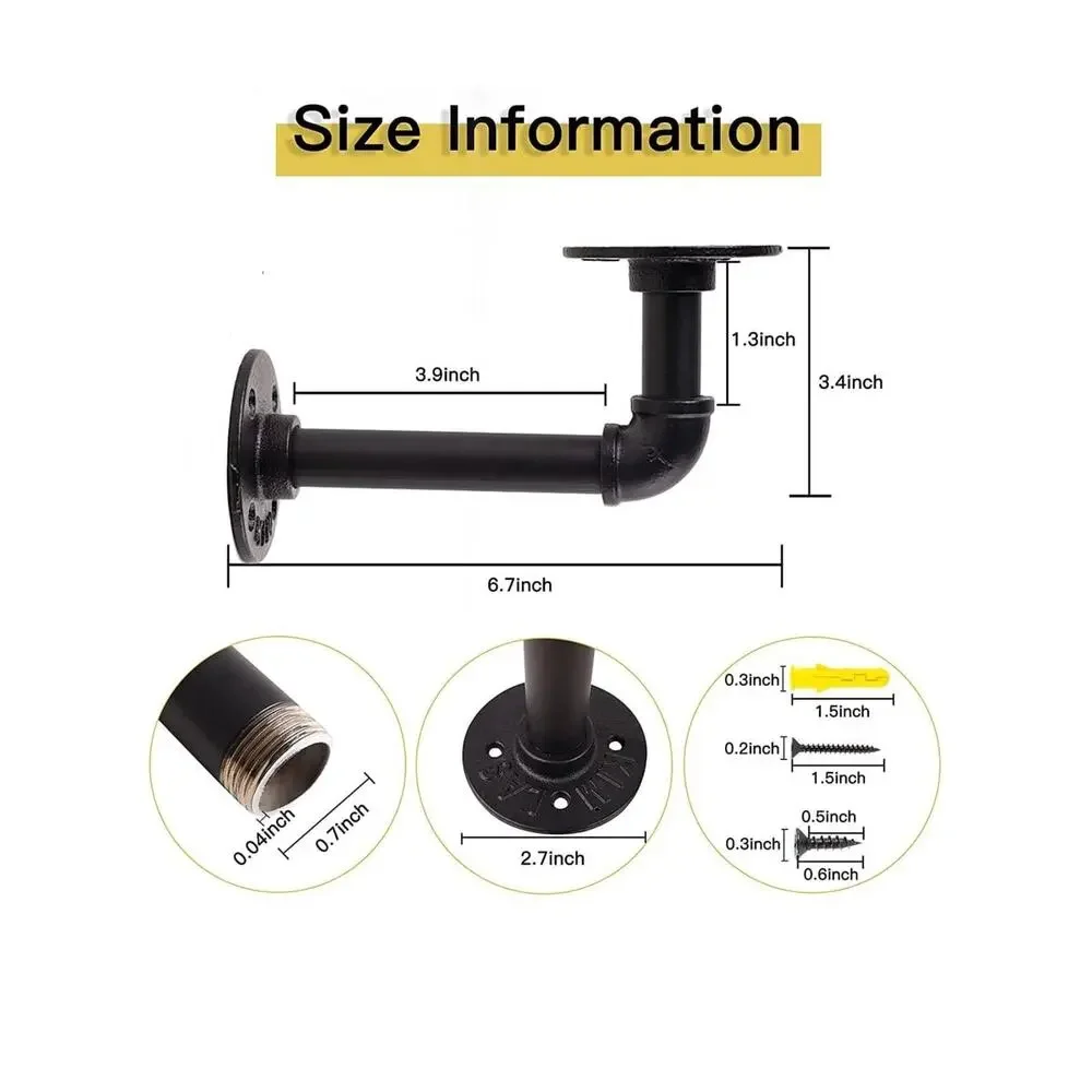 Floating Shelf Brackets Hanging Wall Mounted DIY Industrial Pipe Heavy Duty, NEW